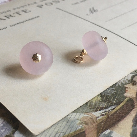 Rose Quartz Hoop Charms, Gold Filled, Feminine Jewelry - Picture 4 of 8